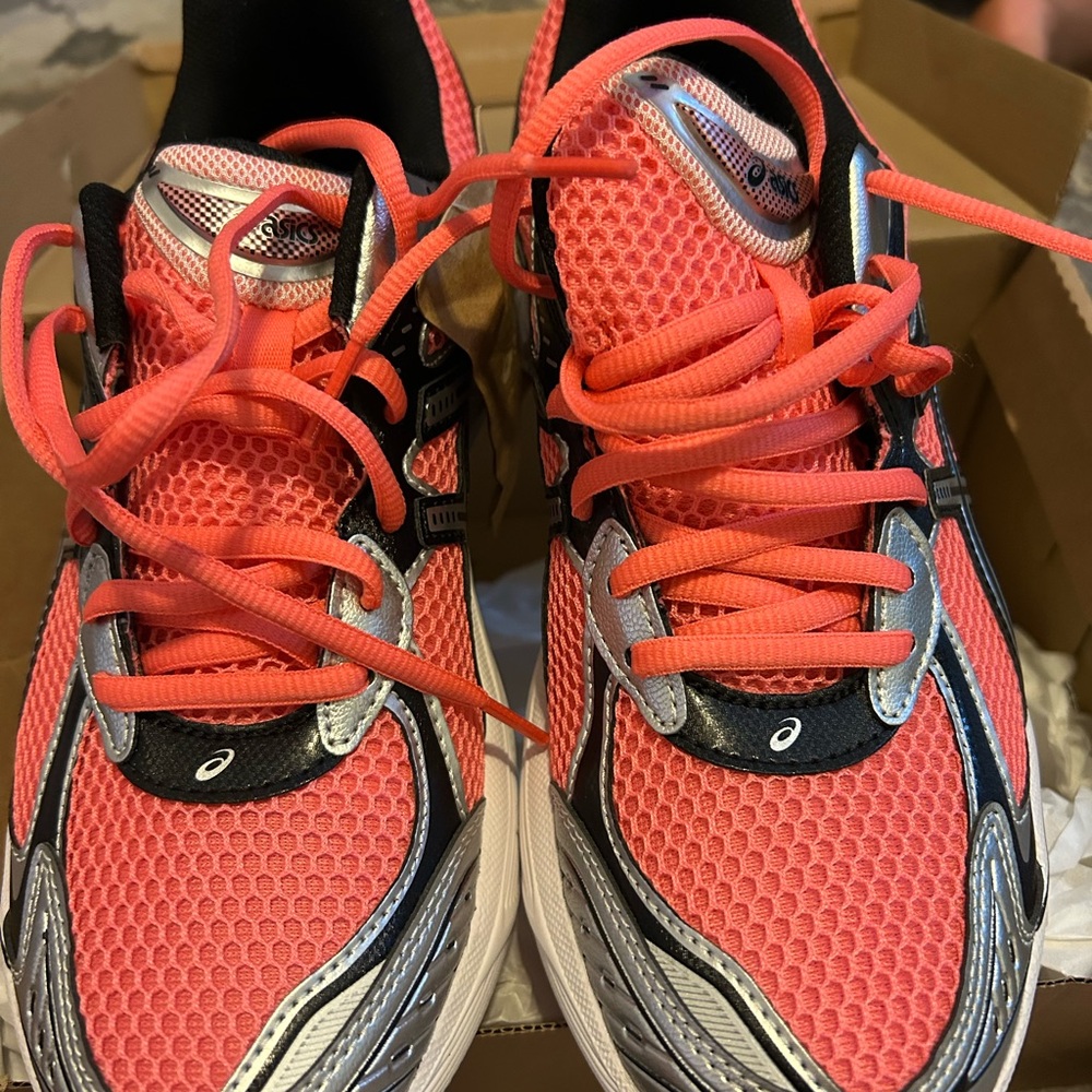 Asics Papaya and Pure Silver Sneakers